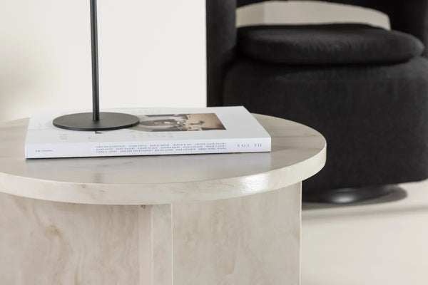 Table d'appoint Ålesund 50 cm — le chevet rond effet marbre