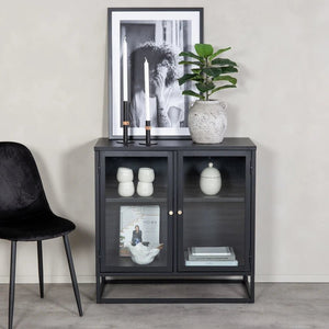 Buffet vitrine Bakal 85 x 40 x 85 cm en acier et verre
