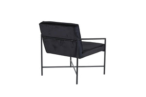 Fauteuil Rakel en velours polyester et acier noir, 65 x 72 cm