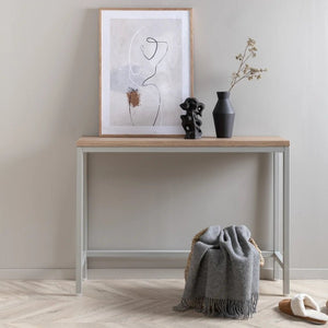 Table d'appoint Rise 110 x 30 x 80 cm en MDF décor frêne et acier