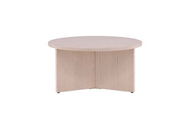Table basse ronde Saltö 65 cm — bois blanchi, base sculpturale