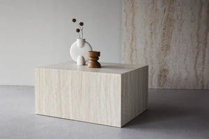 Table basse York 80 x 60 cm en MDF décor pierre laqué