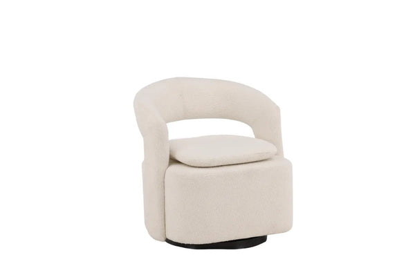 Fauteuil pivotant Laurel — bouclette blanche, confort enveloppant