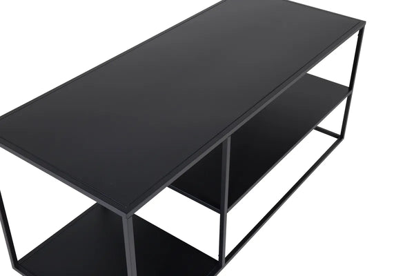 Table basse Staal 120 cm — acier noir et 3 plateaux