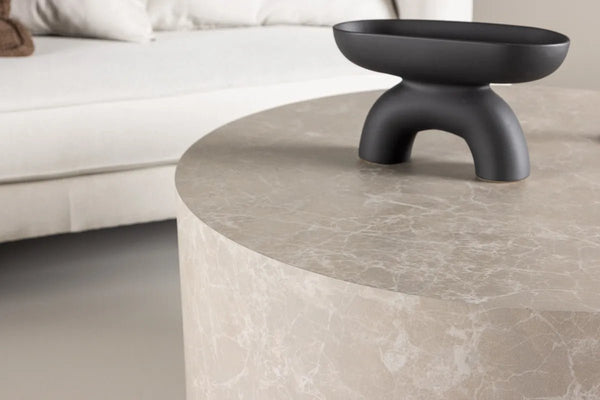 Table basse ronde York 80 cm — beige, l'intemporelle du salon