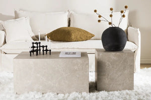 Table basse York 40 x 40 cm en MDF décor marbre
