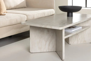 Table basse Ålesund beige, rangement sous le plateau