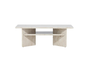 Table basse Ålesund beige — rangement sous le plateau
