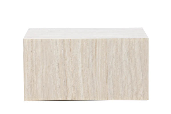 Table basse York 80 x 60 cm — effet pierre beige, laque protectrice
