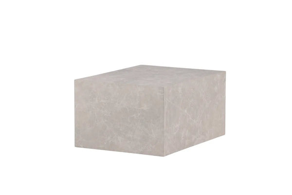 Table basse York 80 x 60 cm — effet marbre beige, sans pieds apparents