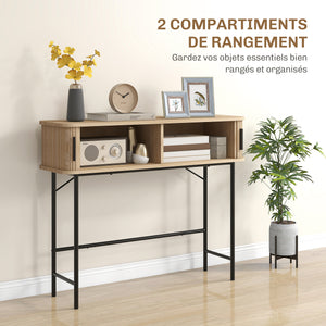 Vue d'ensemble du meuble console chêne et noir