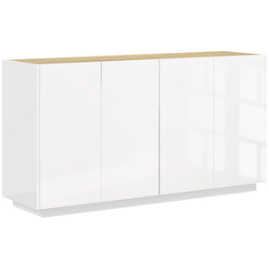 Buffet salle à manger buffet cuisine 4 portes à fermeture douce et étagères réglables 140l x 40P x 75H cm blanc laqué