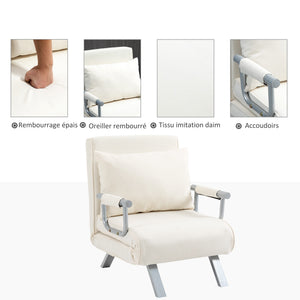 Fauteuil chauffeuse convertible 1 place, lit d'appoint - Fauteuil