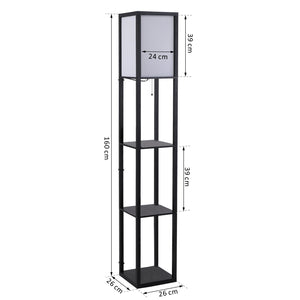 Détail des tablettes du lampadaire noir