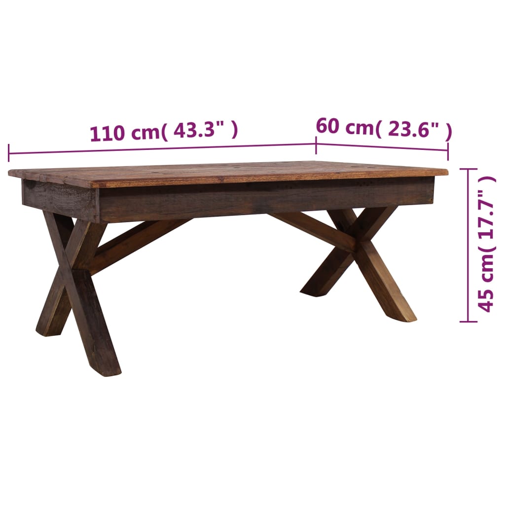 Table basse Bois de récupération massif 110x60x45 cm