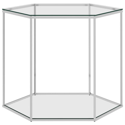 Table basse Argenté 60x53x50 cm Acier inoxydable et verre