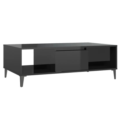 Table basse noir brillant 103,5x60x35 cm bois d'ingénierie