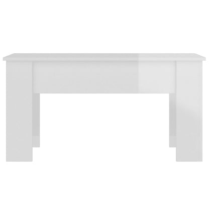 Table basse blanc brillant 101x49x52 cm bois d'ingénierie