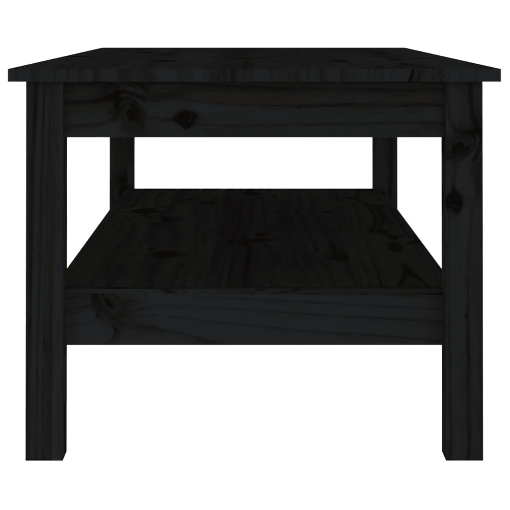 Table basse Noir 110x50x40 cm Bois massif de pin