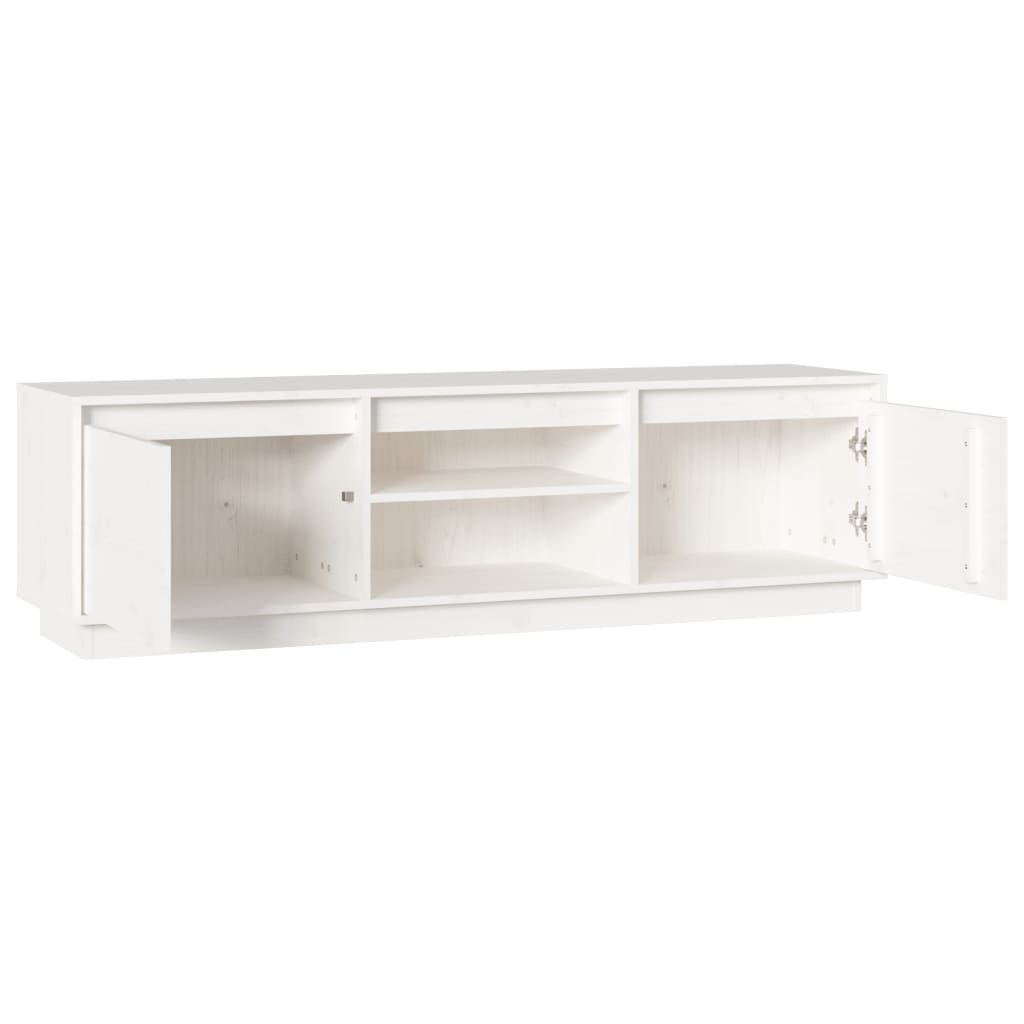 Meuble TV Blanc 140x35x40 cm Bois de pin massif