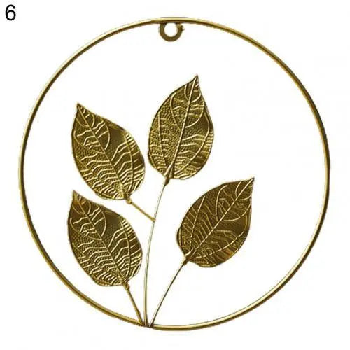 Hot Sales Golden Leaf Wall Hanging Light Luxury Punch Free Nordic Style Metal Round Iron Leaf Pendant for Living Room - BB'art meuble & déco