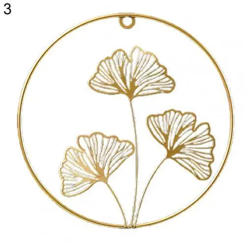 Hot Sales Golden Leaf Wall Hanging Light Luxury Punch Free Nordic Style Metal Round Iron Leaf Pendant for Living Room - BB'art meuble & déco