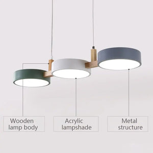 Suspension LED suspendu au design nordique moderne simpliste, en bois et métal BB'art meuble & déco