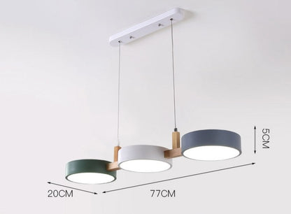 Suspension LED suspendu au design nordique moderne simpliste, en bois et métal