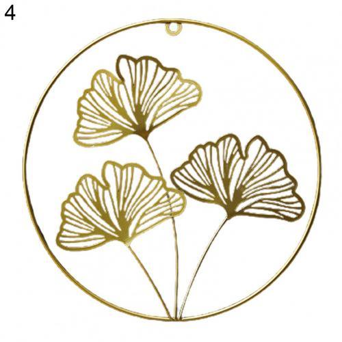 Hot Sales Golden Leaf Wall Hanging Light Luxury Punch Free Nordic Style Metal Round Iron Leaf Pendant for Living Room - BB'art meuble & déco