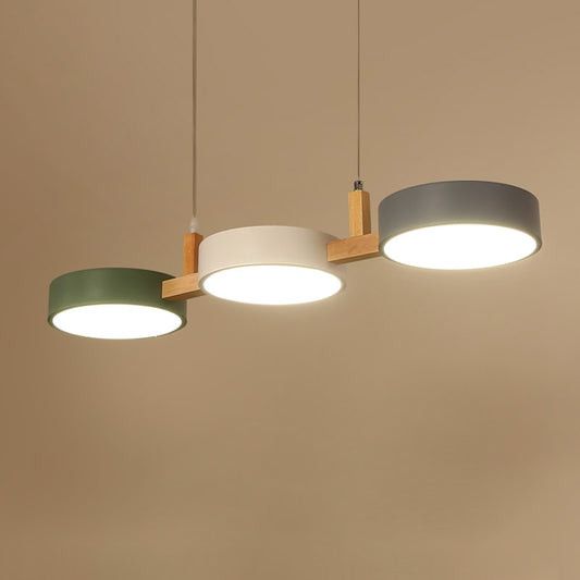 Suspension LED suspendu au design nordique moderne simpliste, en bois et métal