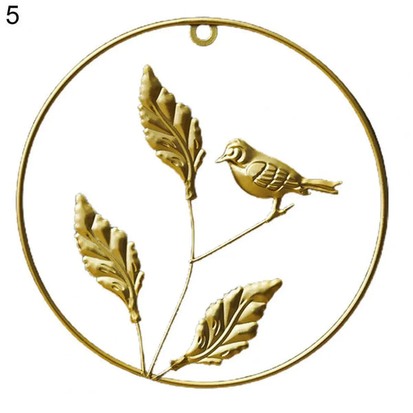 Hot Sales Golden Leaf Wall Hanging Light Luxury Punch Free Nordic Style Metal Round Iron Leaf Pendant for Living Room - BB'art meuble & déco