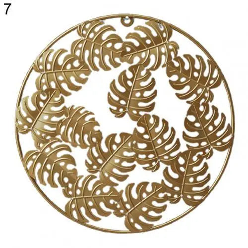 Hot Sales Golden Leaf Wall Hanging Light Luxury Punch Free Nordic Style Metal Round Iron Leaf Pendant for Living Room - BB'art meuble & déco