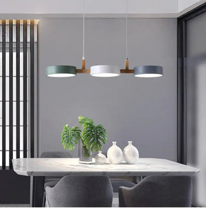 Suspension LED suspendu au design nordique moderne simpliste, en bois et métal BB'art meuble & déco