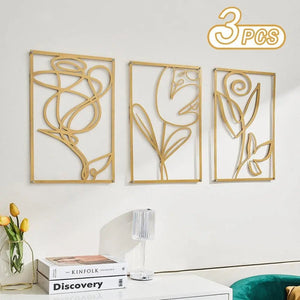 Décoration murale Flower en métal lot de trois pièces