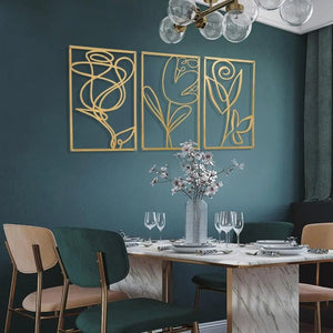 3pcs Nordic Home Wall Decor Metal Gold Wall Stickers Luxury Wall Hanging Decor Room Accessories Decorative Modern Wall Ledge - BB'art meuble & déco