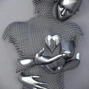 Toile Peinture "Statue en métal" :  aux Effets Visuels Exceptionnels - modèle 3 argent BB'art meuble & déco