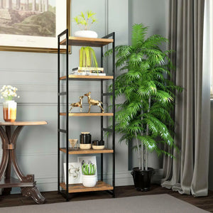 Étagère Vintage en Bois et en Métal, Accessoire à 5 Niveaux, Bibliothèque Industrielle - BB'art meuble & déco