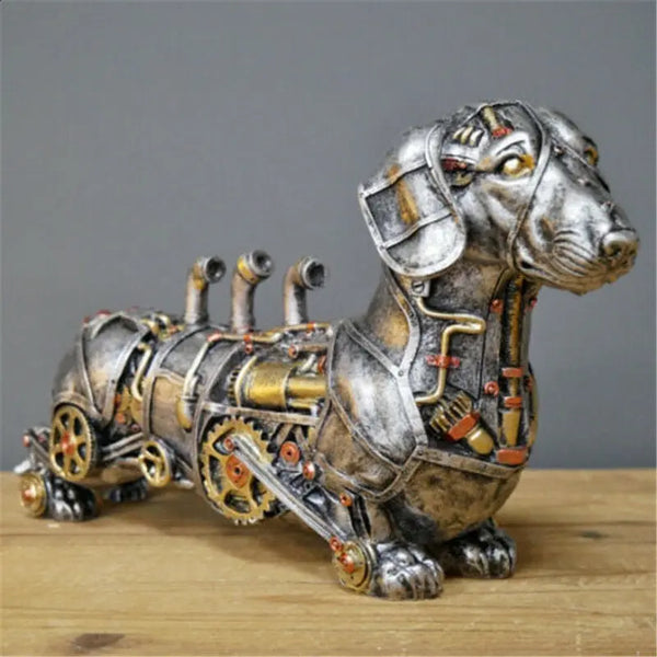 Statue de chien Punk mécanique en résine, artisanal, Design Steampunk BB'art meuble & déco