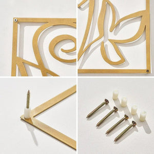 3pcs Nordic Home Wall Decor Metal Gold Wall Stickers Luxury Wall Hanging Decor Room Accessories Decorative Modern Wall Ledge - BB'art meuble & déco