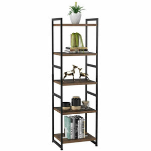 Étagère Vintage en Bois et en Métal, Accessoire à 5 Niveaux, Bibliothèque Industrielle - BB'art meuble & déco