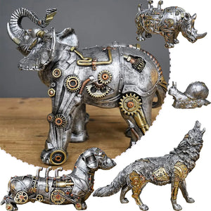 Statue steampunk MECANO en résine peinte à la main