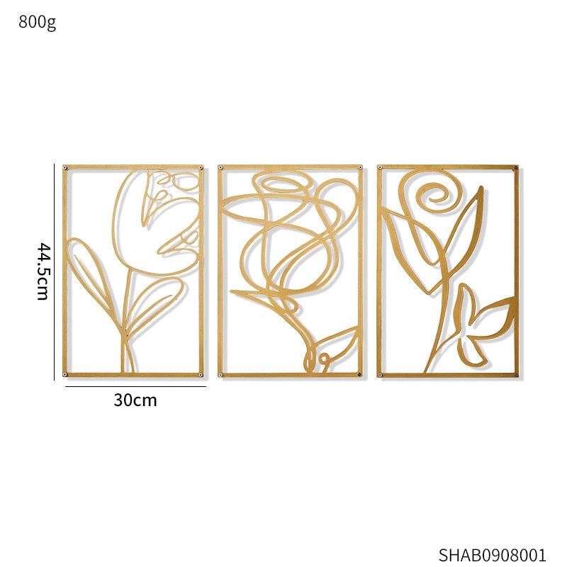 3pcs Nordic Home Wall Decor Metal Gold Wall Stickers Luxury Wall Hanging Decor Room Accessories Decorative Modern Wall Ledge - BB'art meuble & déco