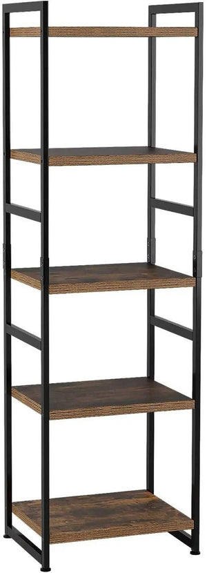 Étagère Vintage en Bois et en Métal, Accessoire à 5 Niveaux, Bibliothèque Industrielle - BB'art meuble & déco